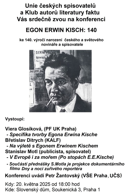 Pozvánka na konferenci Egon Ervin Kisch