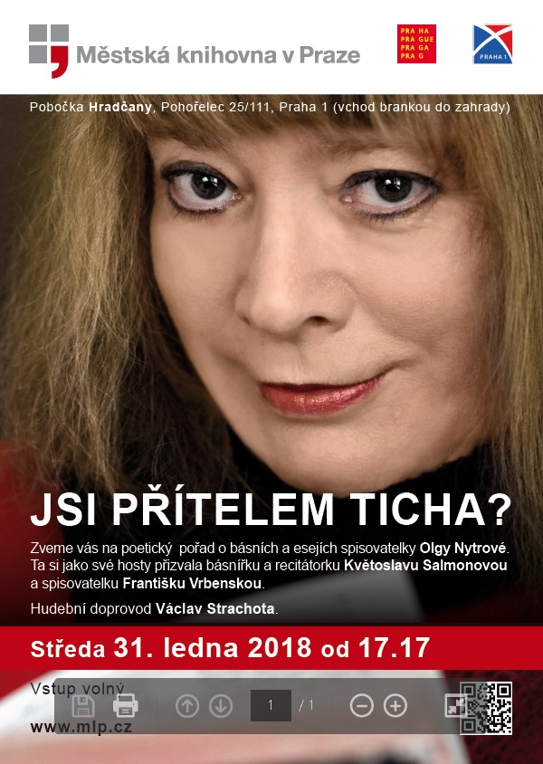 Pozvánka Jsi přítelem ticha Olga Nytrová a hosté 31.1.2018