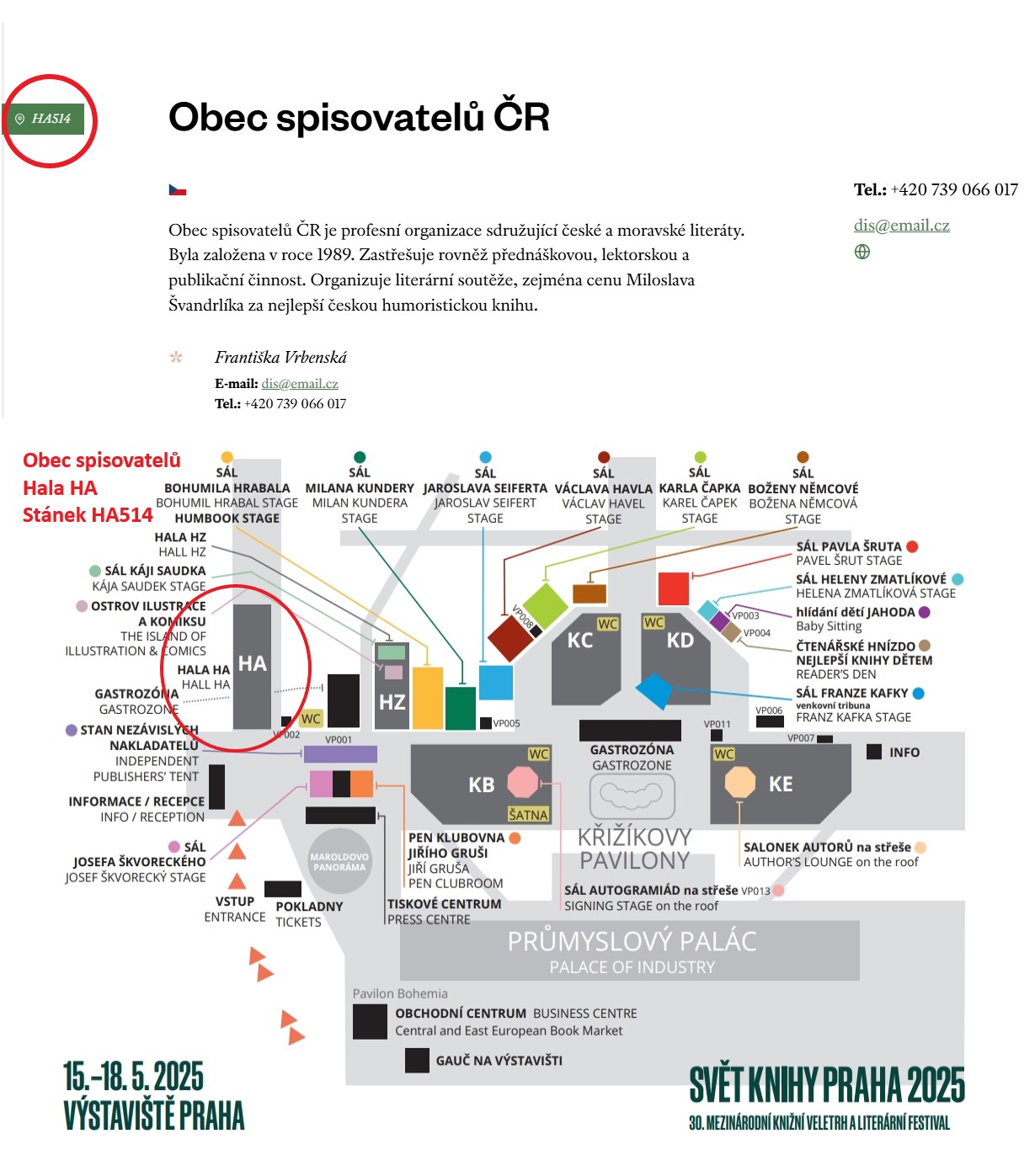 Svět knihy - Obec spisovatelů ve stánku HA514
